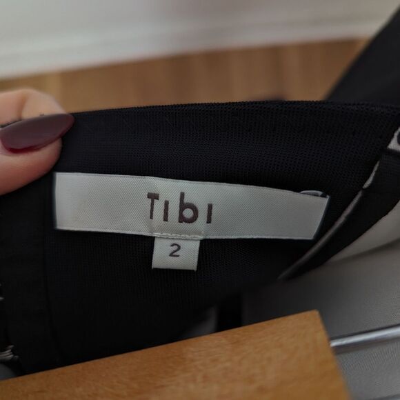 Tibi black white Agathe off the shoulder asymmetrical corset blouse top - Picture 3 of 7